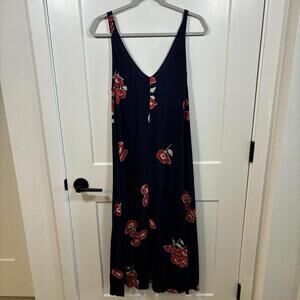 Women’s Reformation Dress Navy Blue Floral Beach Vacation Low Back Size Medium